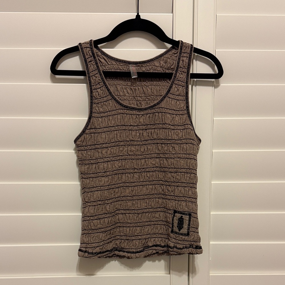 Free People Movement Brown Ruched Tank Top